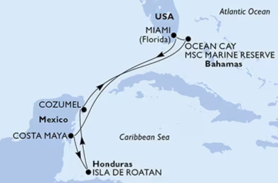 Itinéraire Caraïbes orientales du MSC World America