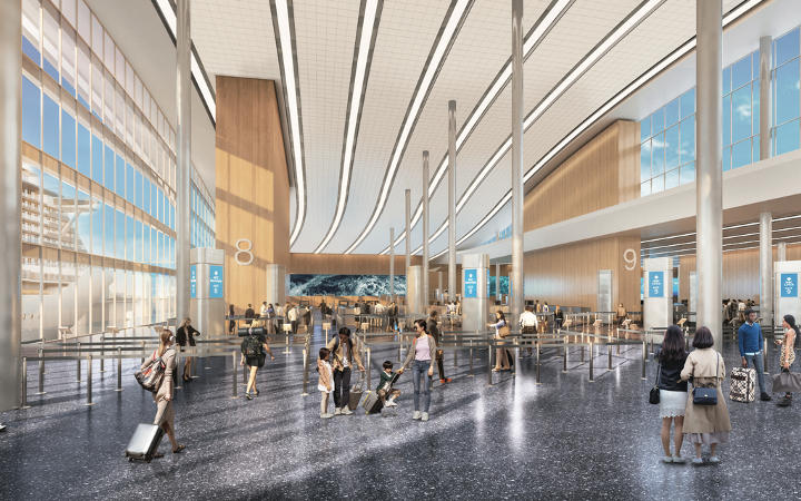 Vue #1 intérieur terminal croisière MSC à Miami