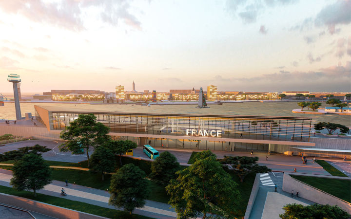 Vue de l'entrée du Terminal 1 du port de croisières du Havre