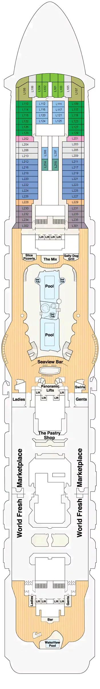 Plan Enchanted Princess - Pont 16 Lido
